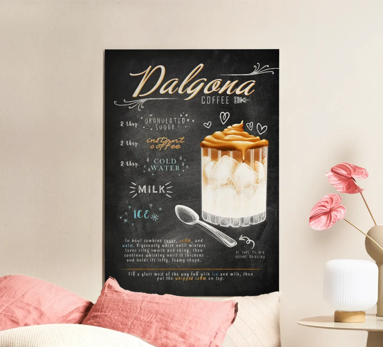 Dalgona coffee poster con telaio in legno da Leon Meyer