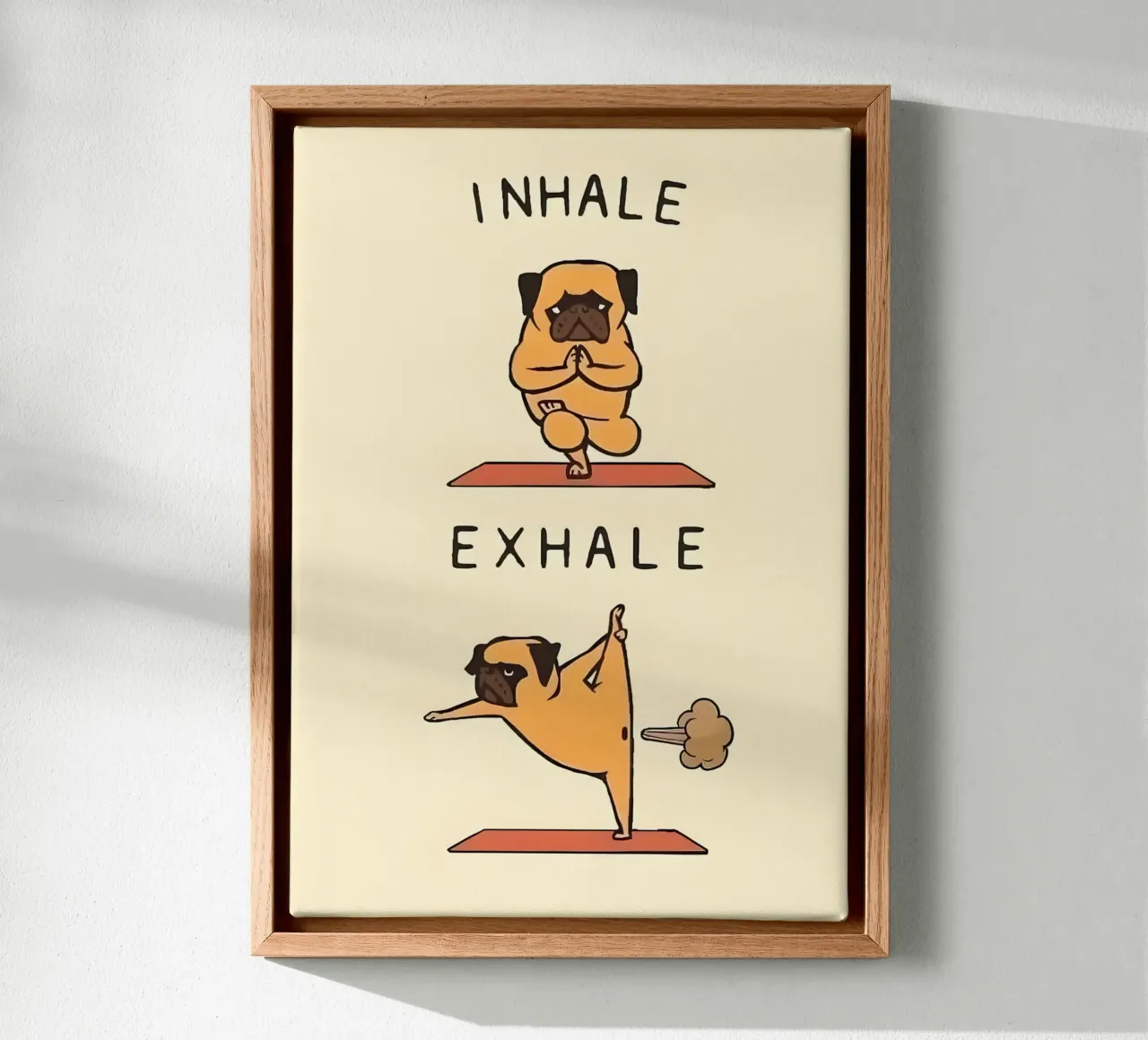 pug doing yoga tela con Cornice a cassetta da Type & Tape