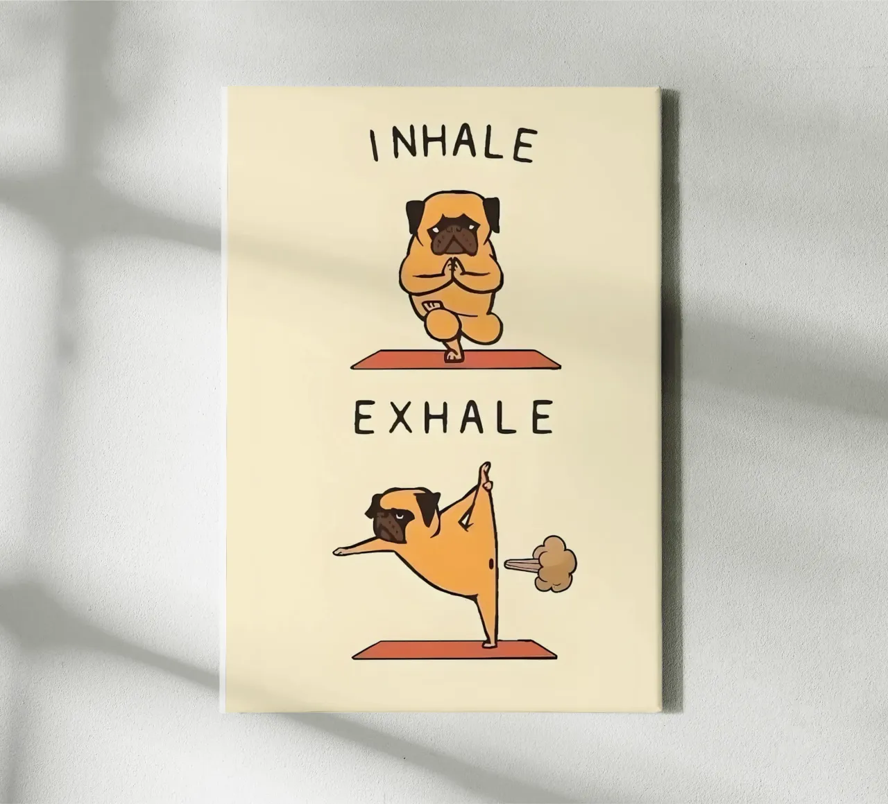 pug doing yoga tela con Cornice a cassetta da Type & Tape