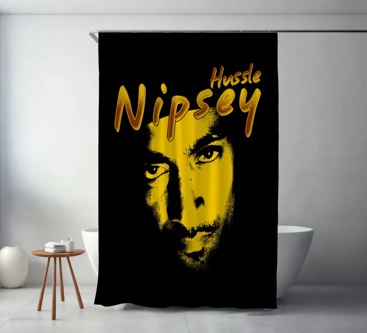 Silhouette Face Nipsey Hussle Duschvorhang von mannys_artt