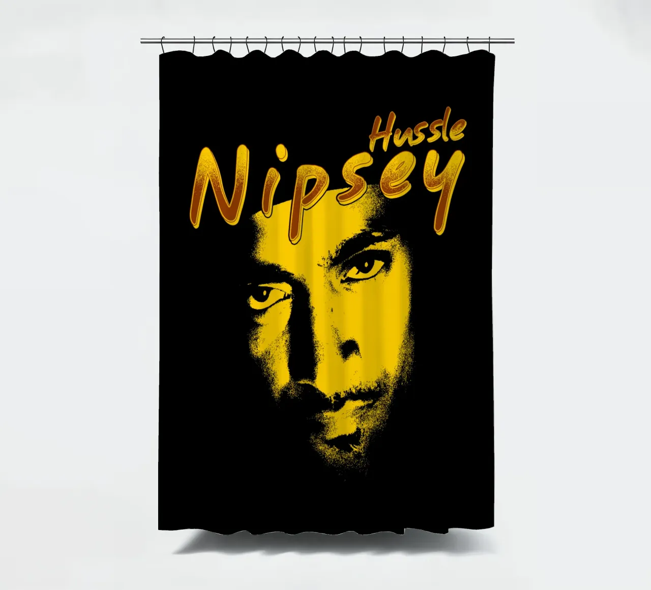Silhouette Face Nipsey Hussle Duschvorhang von mannys_artt