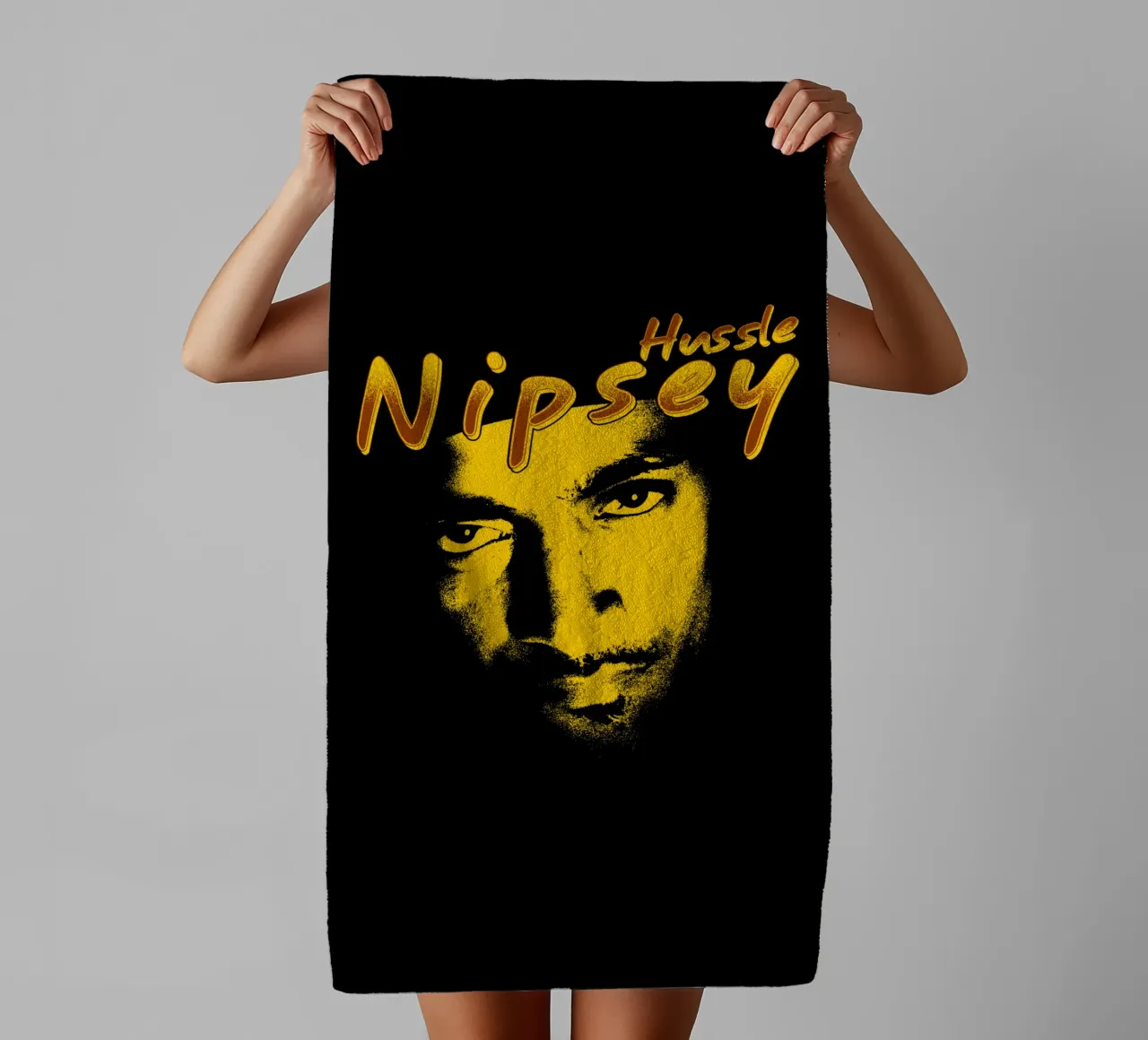 Silhouette Face Nipsey Hussle towel by mannys_artt