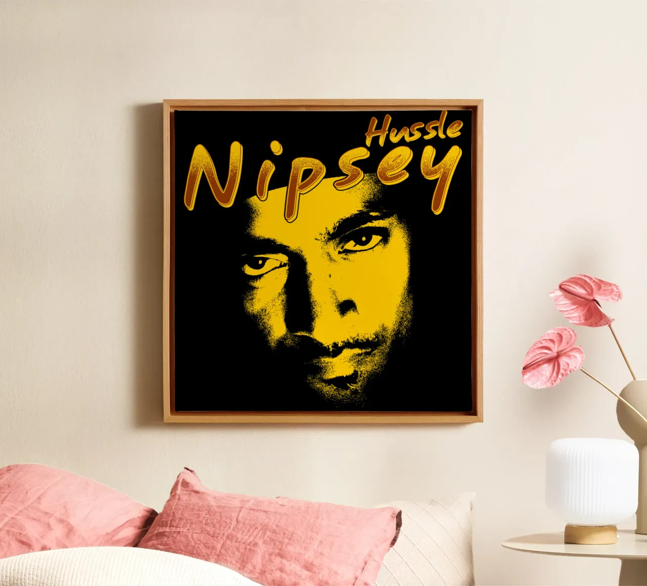 Silhouette Face Nipsey Hussle canvas with Floater frame by mannys_artt