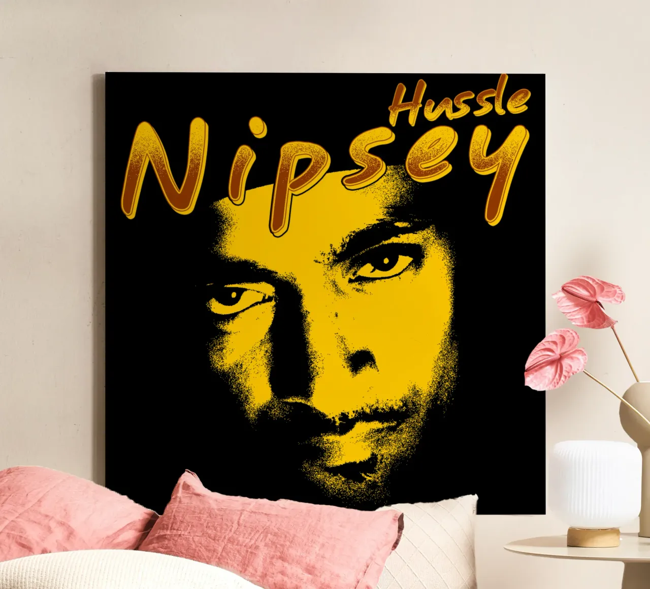 Silhouette Face Nipsey Hussle canvas with Floater frame by mannys_artt