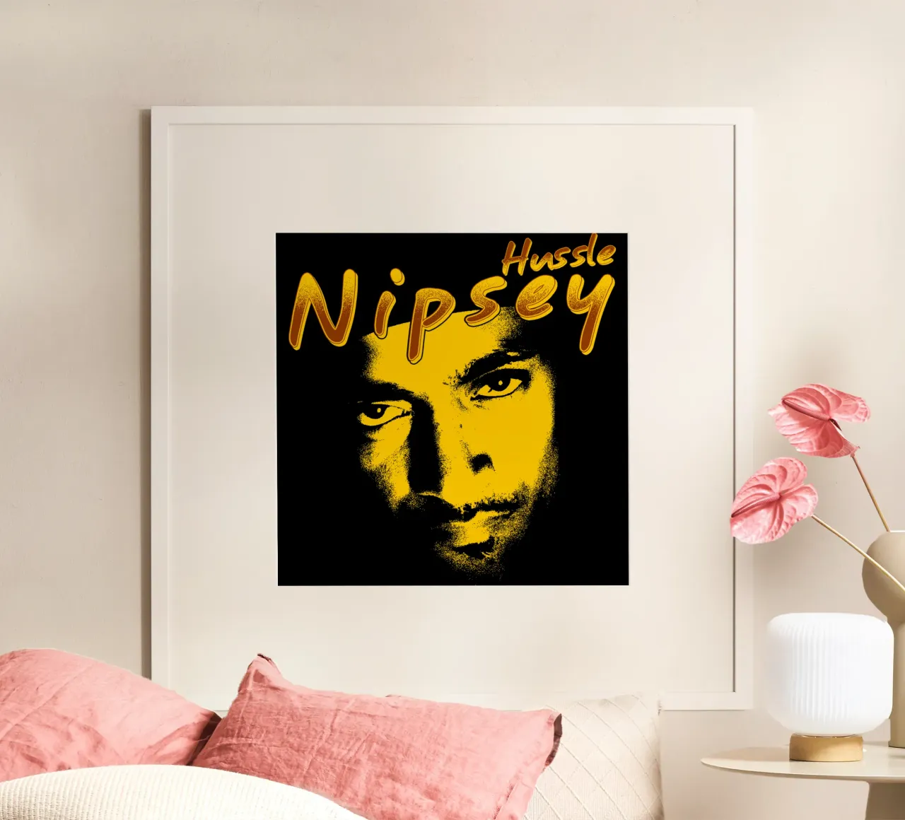 Volto Silhouette Nipsey Hussle poster con telaio in plastica da mannys_artt