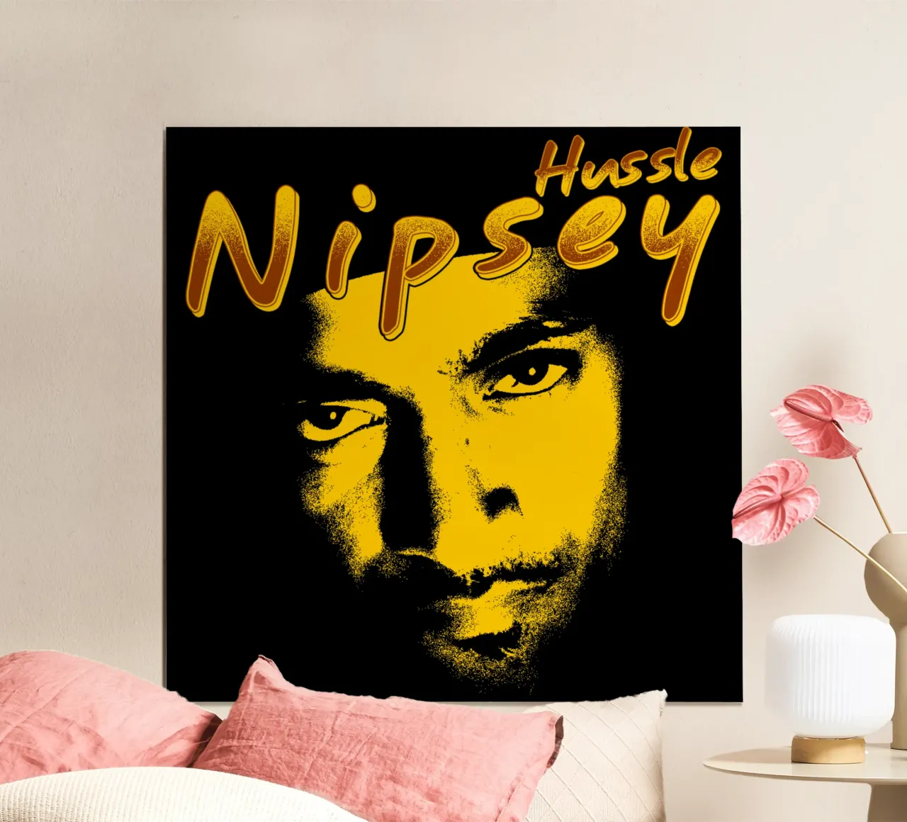 Volto Silhouette Nipsey Hussle poster con telaio in plastica da mannys_artt