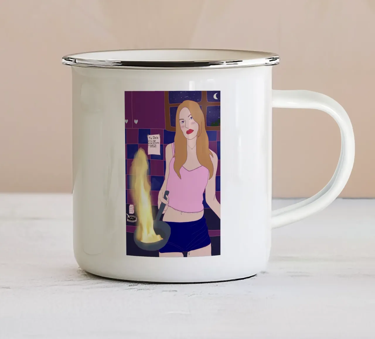 Dinner is ready tazza in smalto da Femlouise.illustrations