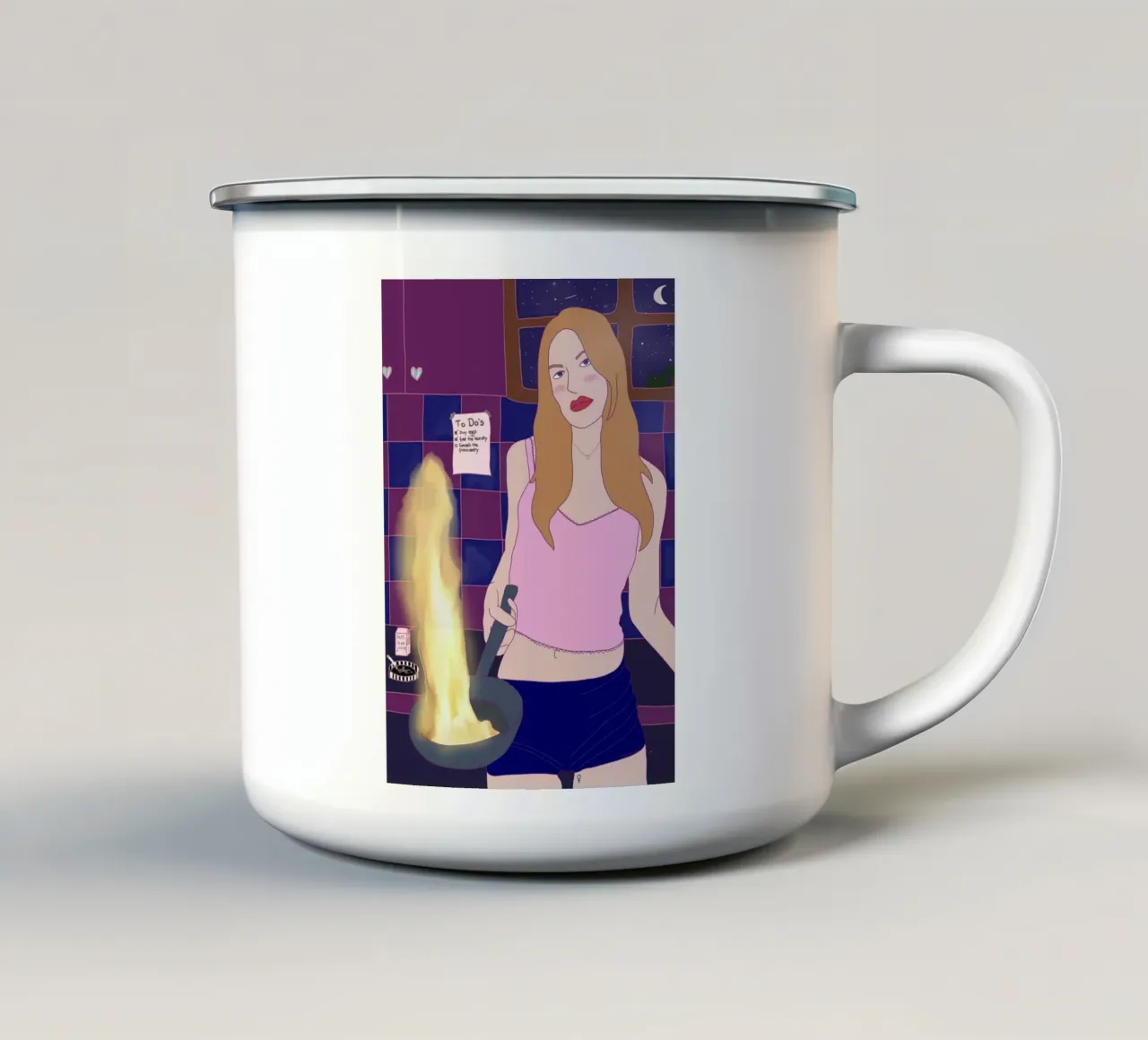 Dinner is ready tazza in smalto da Femlouise.illustrations