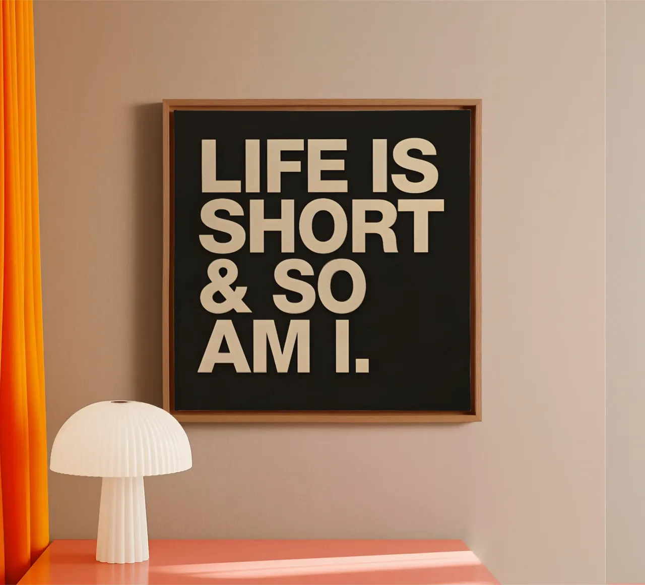 life is short tela con Cornice a cassetta da Type & Tape