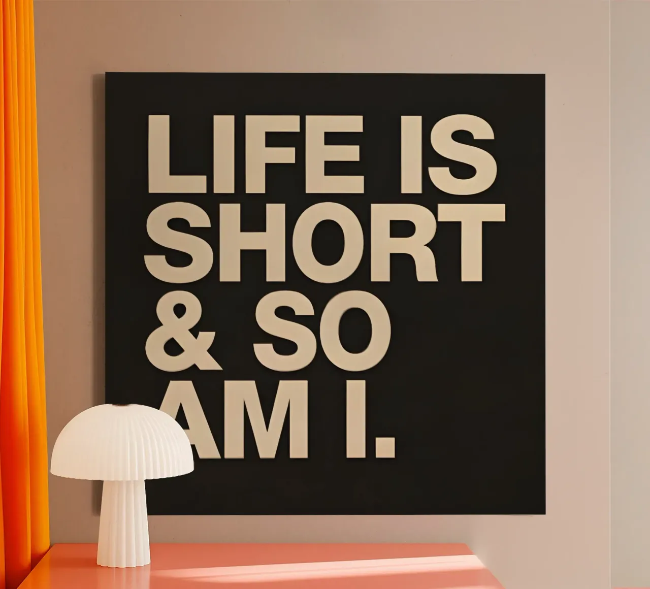 life is short tela con Cornice a cassetta da Type & Tape