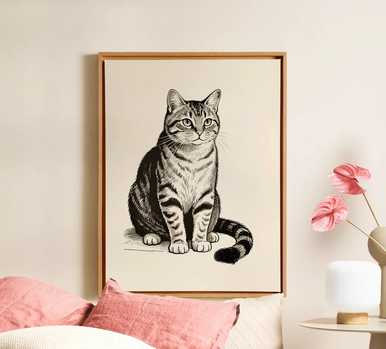 Gatto tela con Cornice a cassetta da knowledge