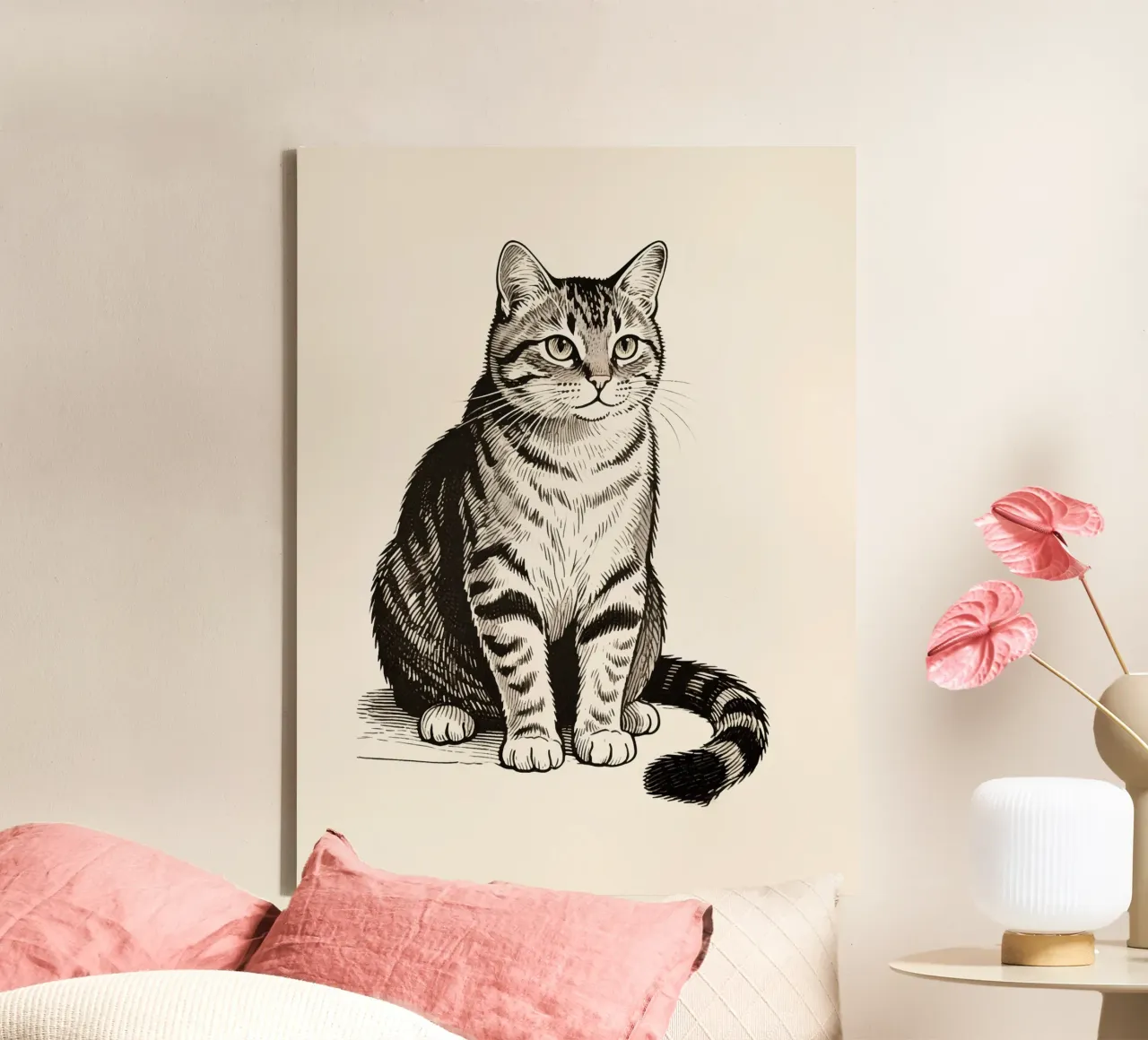 Gatto tela con Cornice a cassetta da knowledge