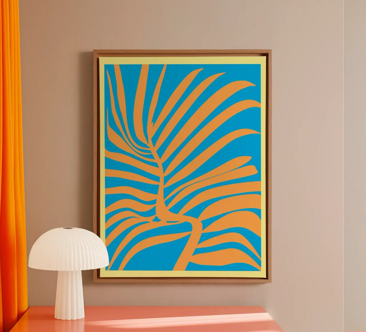 Palm leaf pop out canvas with Floater frame by Little Dean
