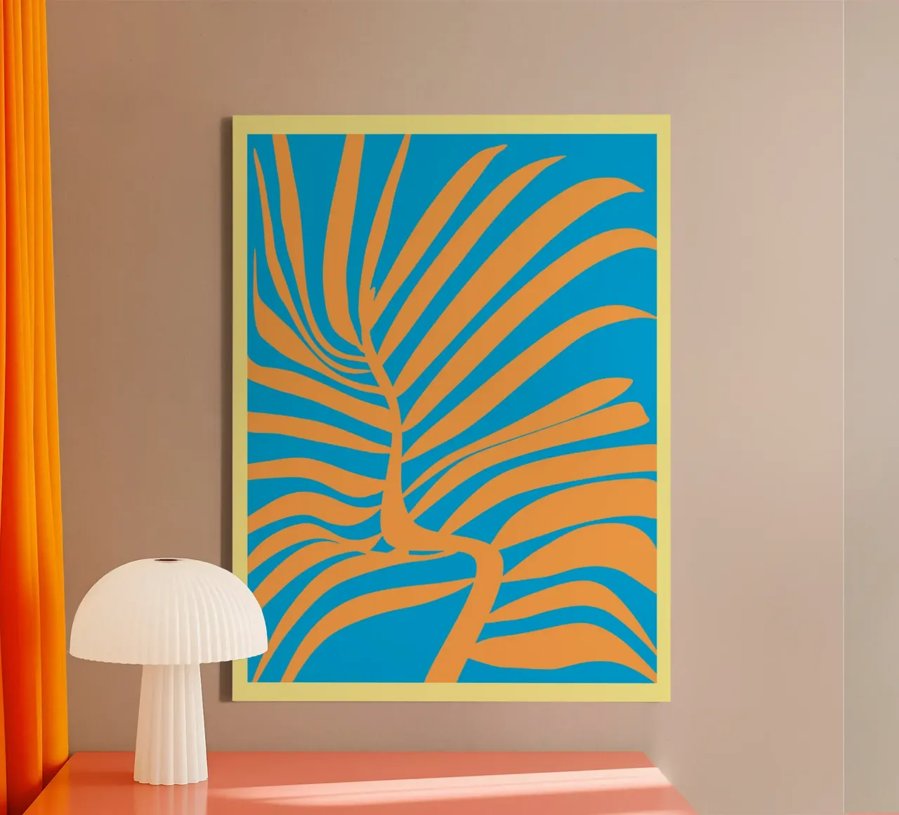 Palm leaf pop out canvas with Floater frame by Little Dean