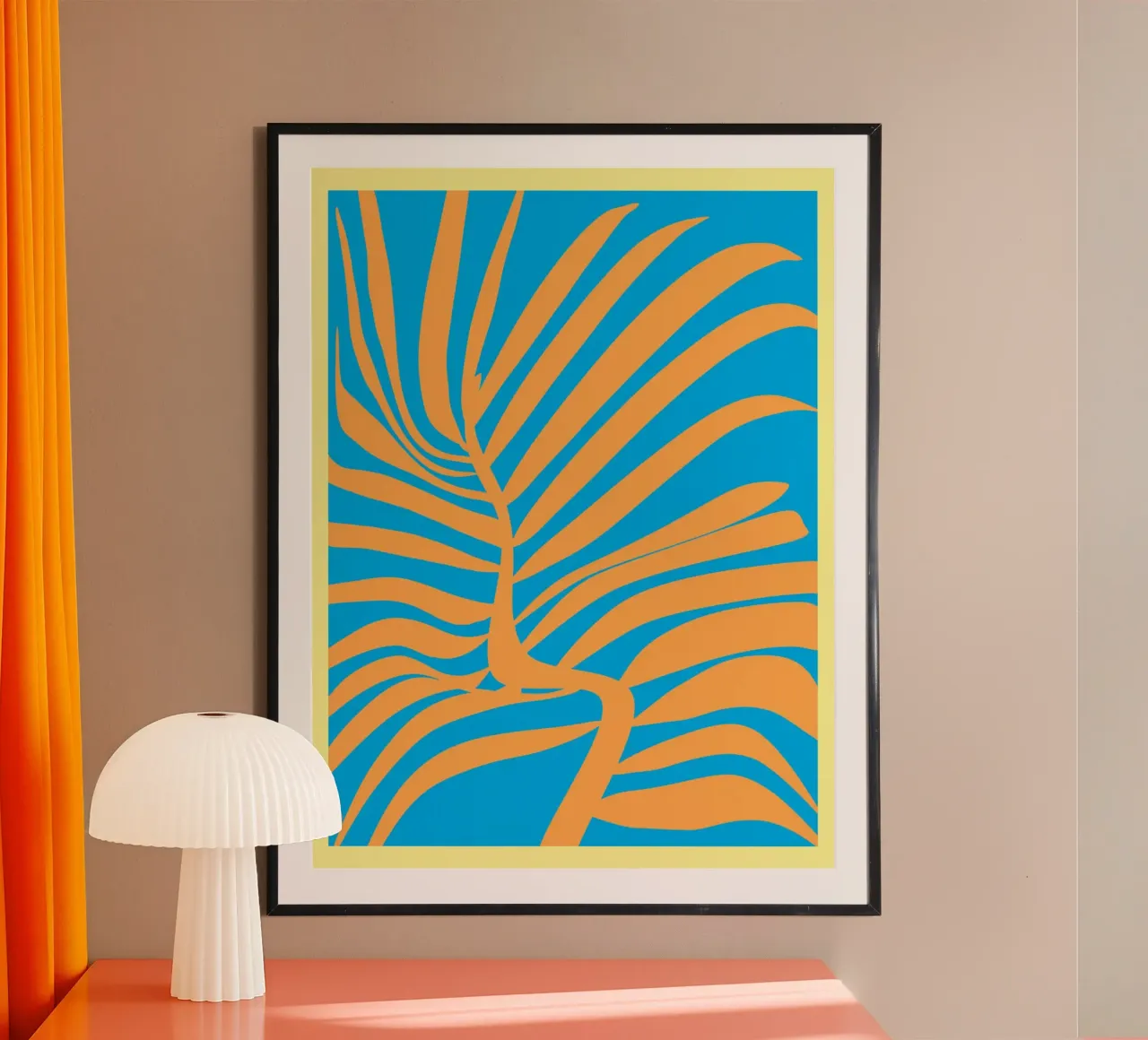 Foglia di palma in uscita poster con telaio in alluminio da Little Dean