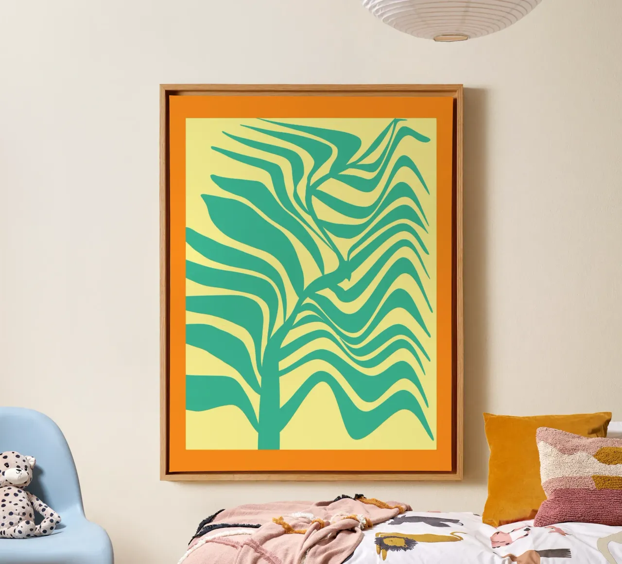 Palm leaf pop out 02 canvas with Floater frame by Little Dean