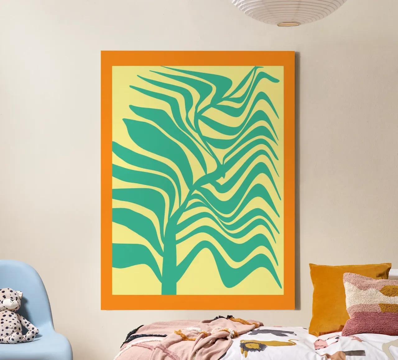 Palm leaf pop out 02 canvas with Floater frame by Little Dean