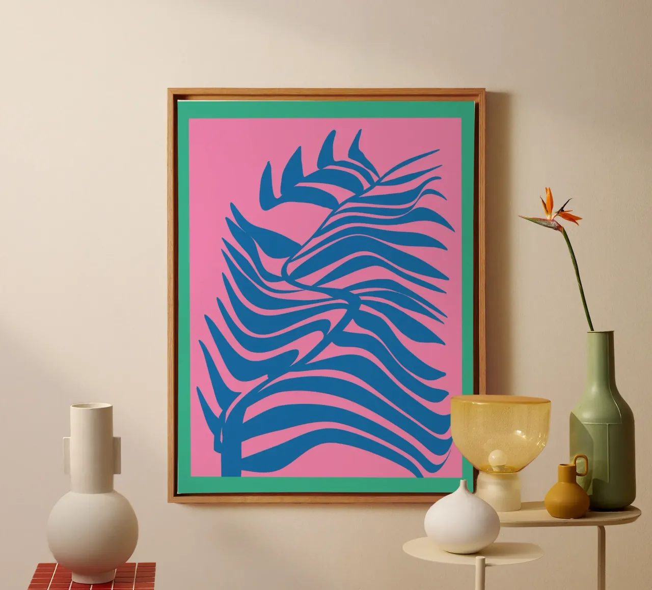 Palm leaf pop out 03 canvas with Floater frame by Little Dean