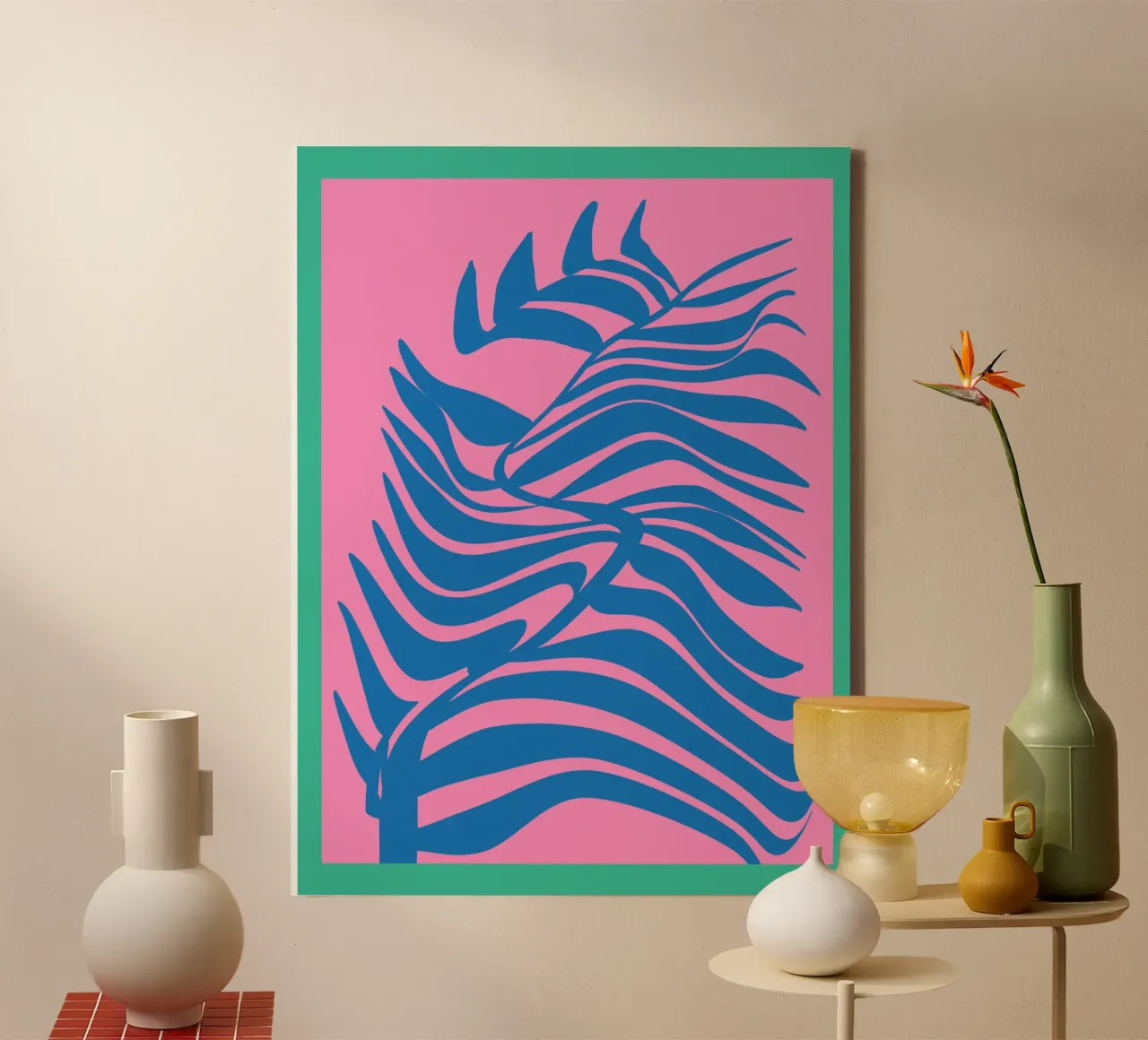 Palm leaf pop out 03 canvas with Floater frame by Little Dean