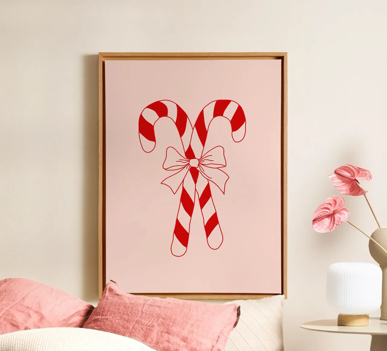 Candy cane canvas met Baklijst van we line studio - art