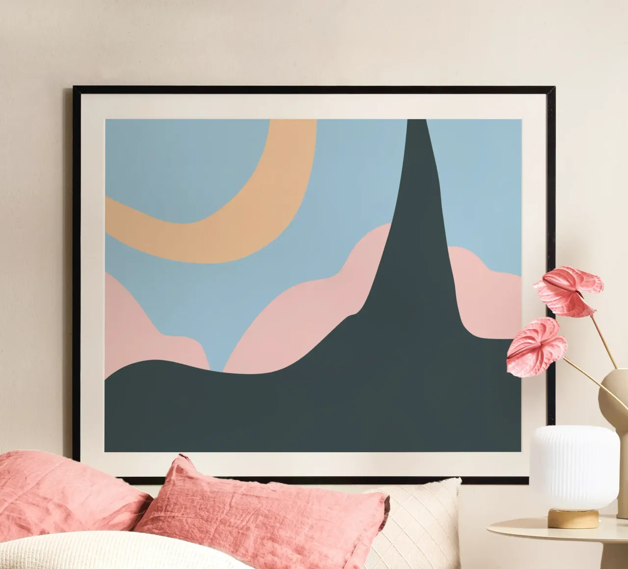 Paesaggio liquido poster con telaio in alluminio da Little Dean