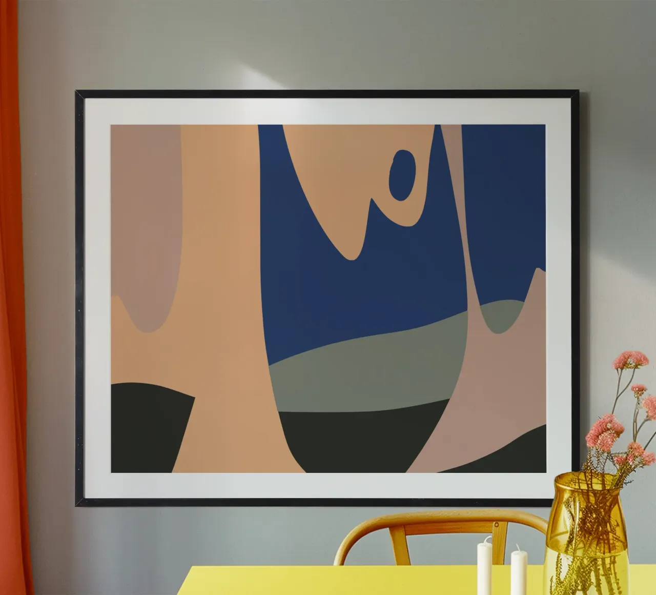Paesaggio liquido 02 poster con telaio in legno da Little Dean