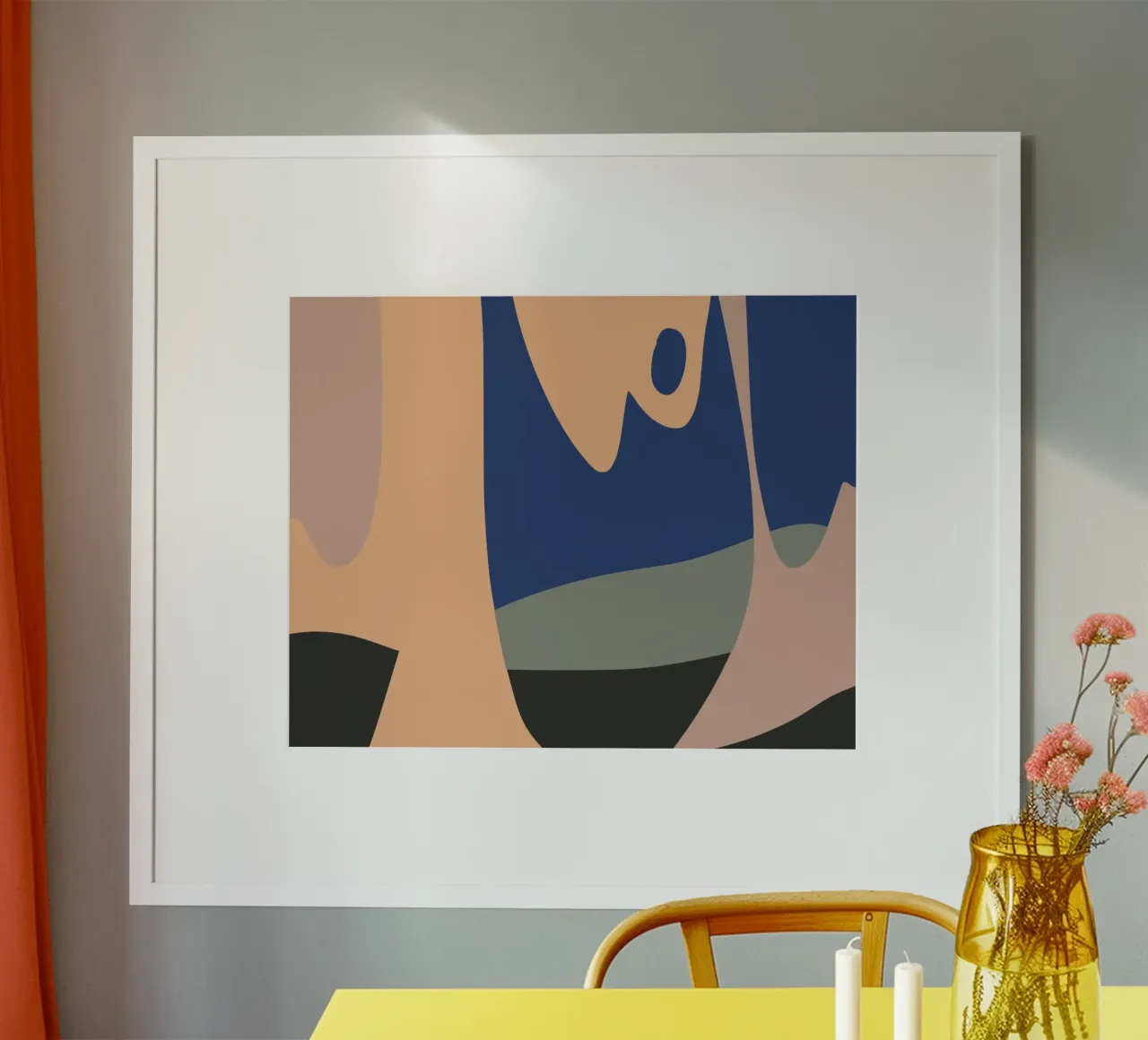 Paesaggio liquido 02 poster con telaio in legno da Little Dean