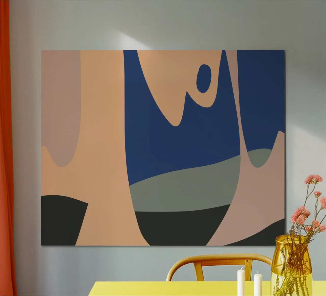 Paesaggio liquido 02 poster con telaio in legno da Little Dean