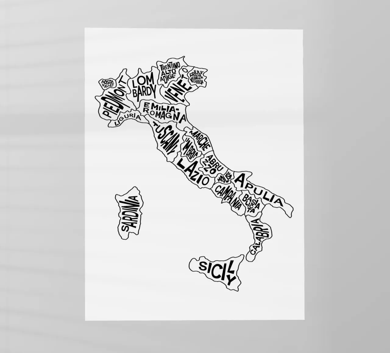 Map of Italy pellicola backlit da PinkCandyWalls