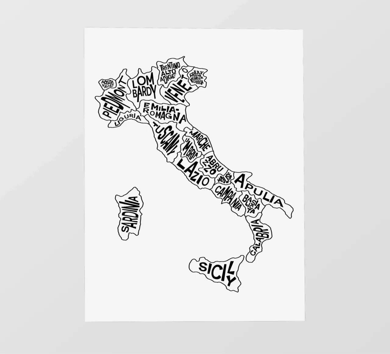 Map of Italy pellicola backlit da PinkCandyWalls
