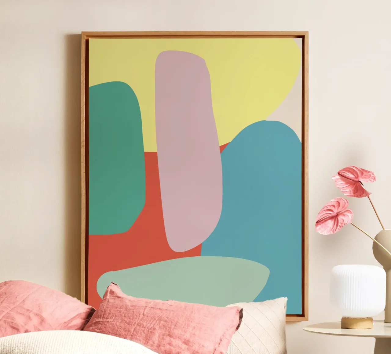 Gekleurde kiezel canvas met Baklijst van Little Dean