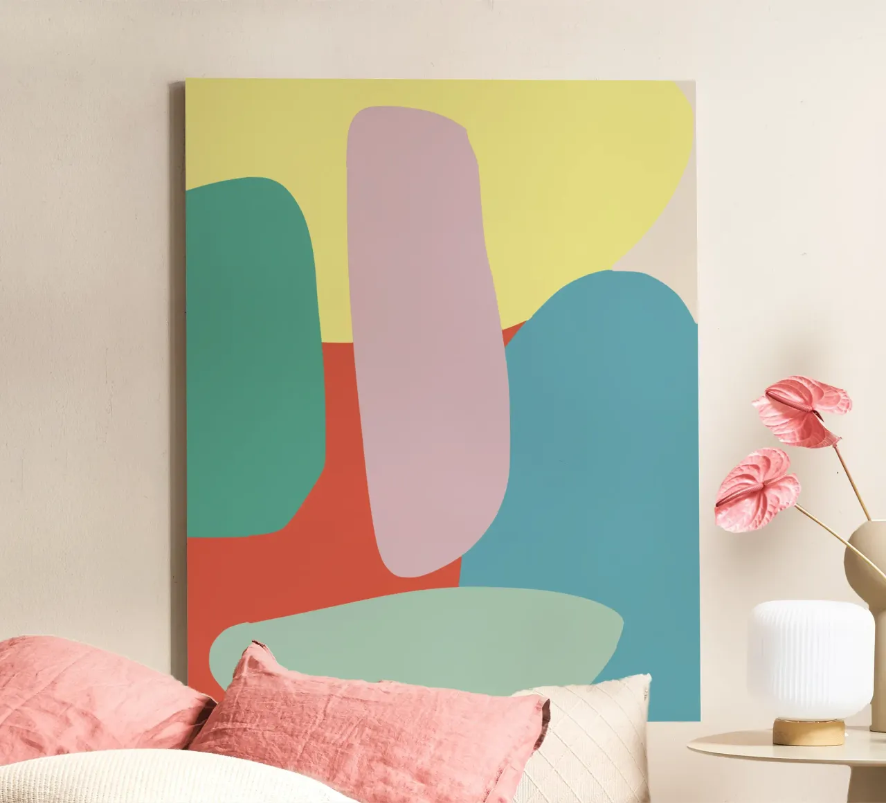 Gekleurde kiezel canvas met Baklijst van Little Dean