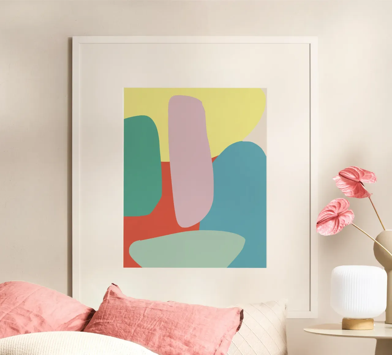 Ciottolo colorato poster con telaio in alluminio da Little Dean