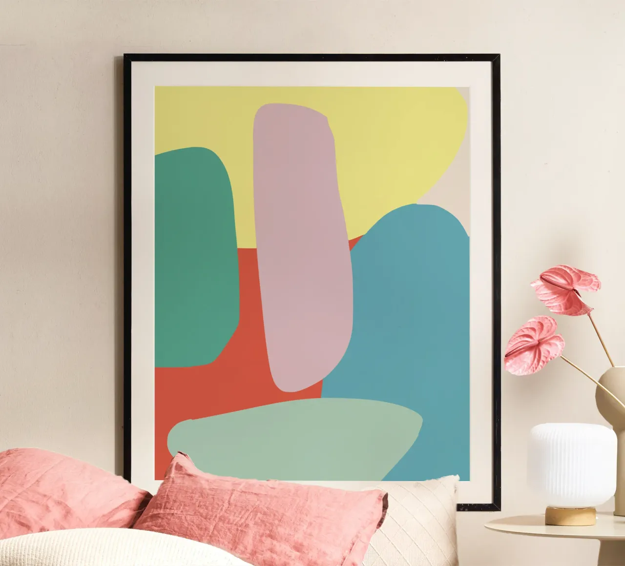 Ciottolo colorato poster con telaio in alluminio da Little Dean