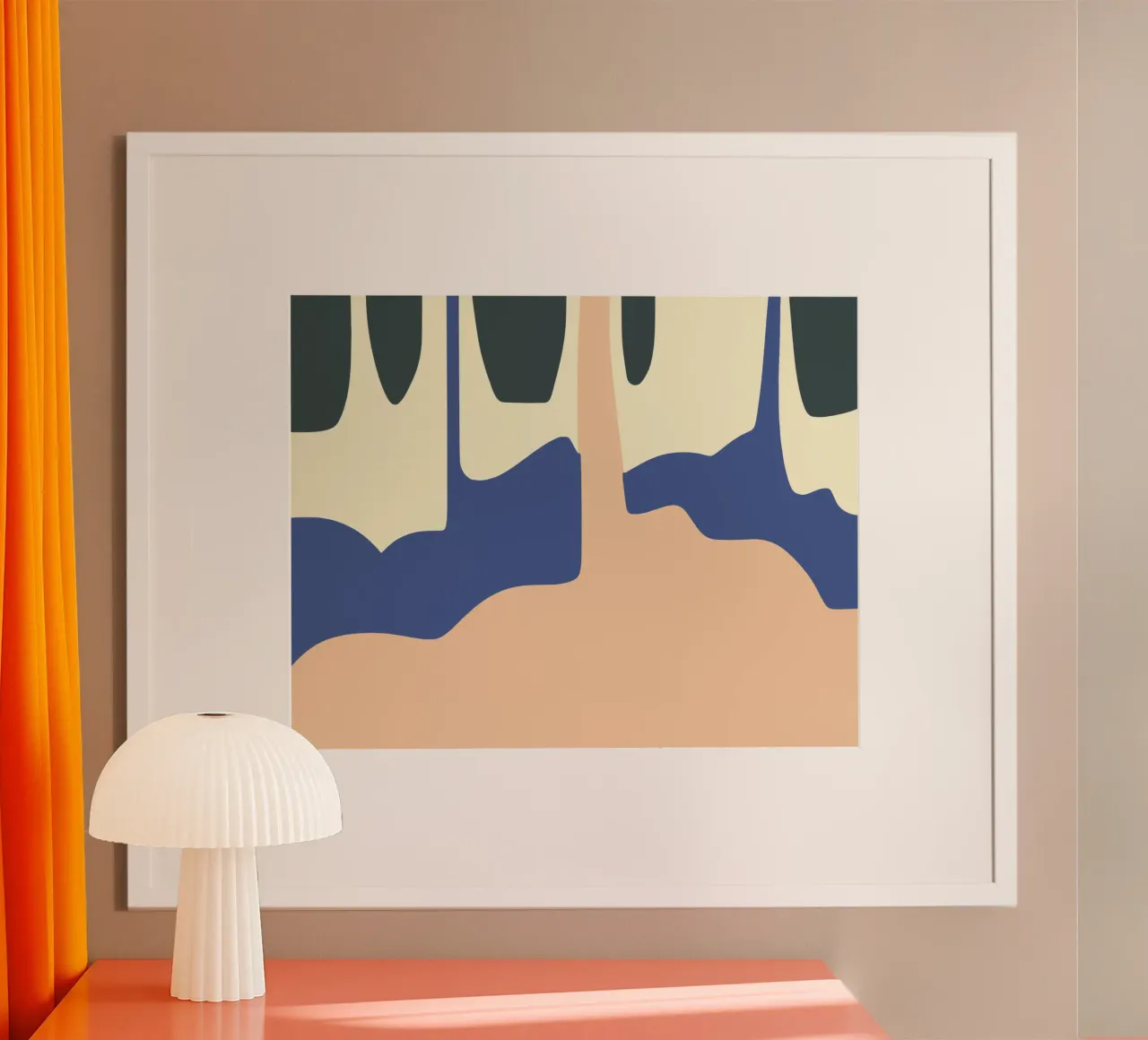 Paesaggio liquido 05 poster con telaio in legno da Little Dean