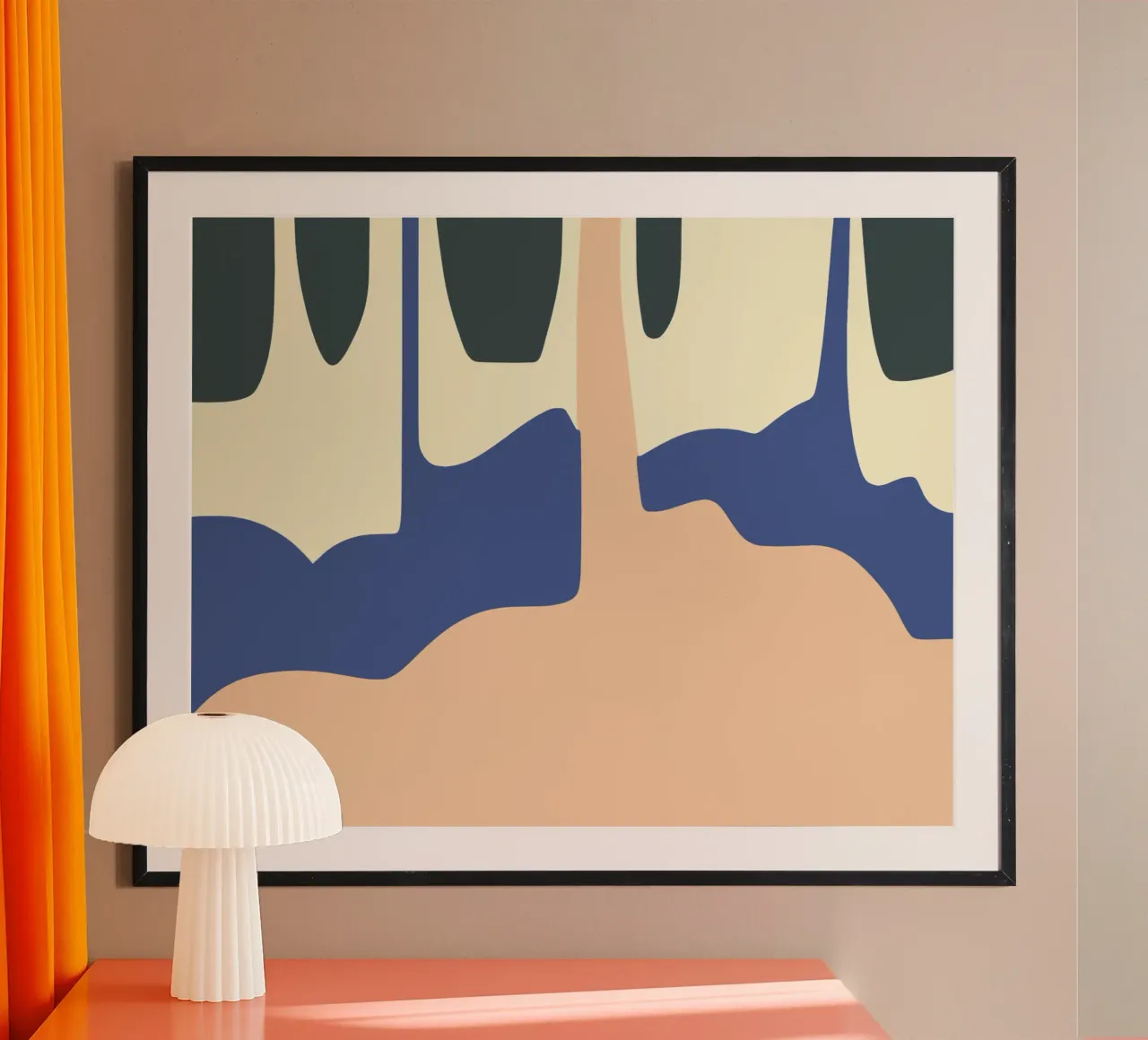 Paesaggio liquido 05 poster con telaio in legno da Little Dean