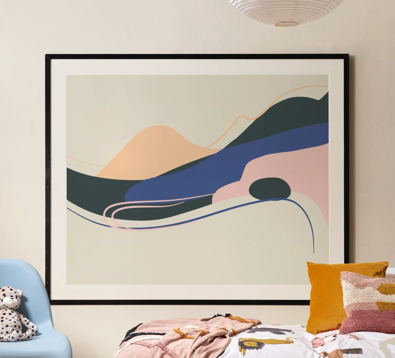 Paesaggio liquido 06 poster con telaio in alluminio da Little Dean