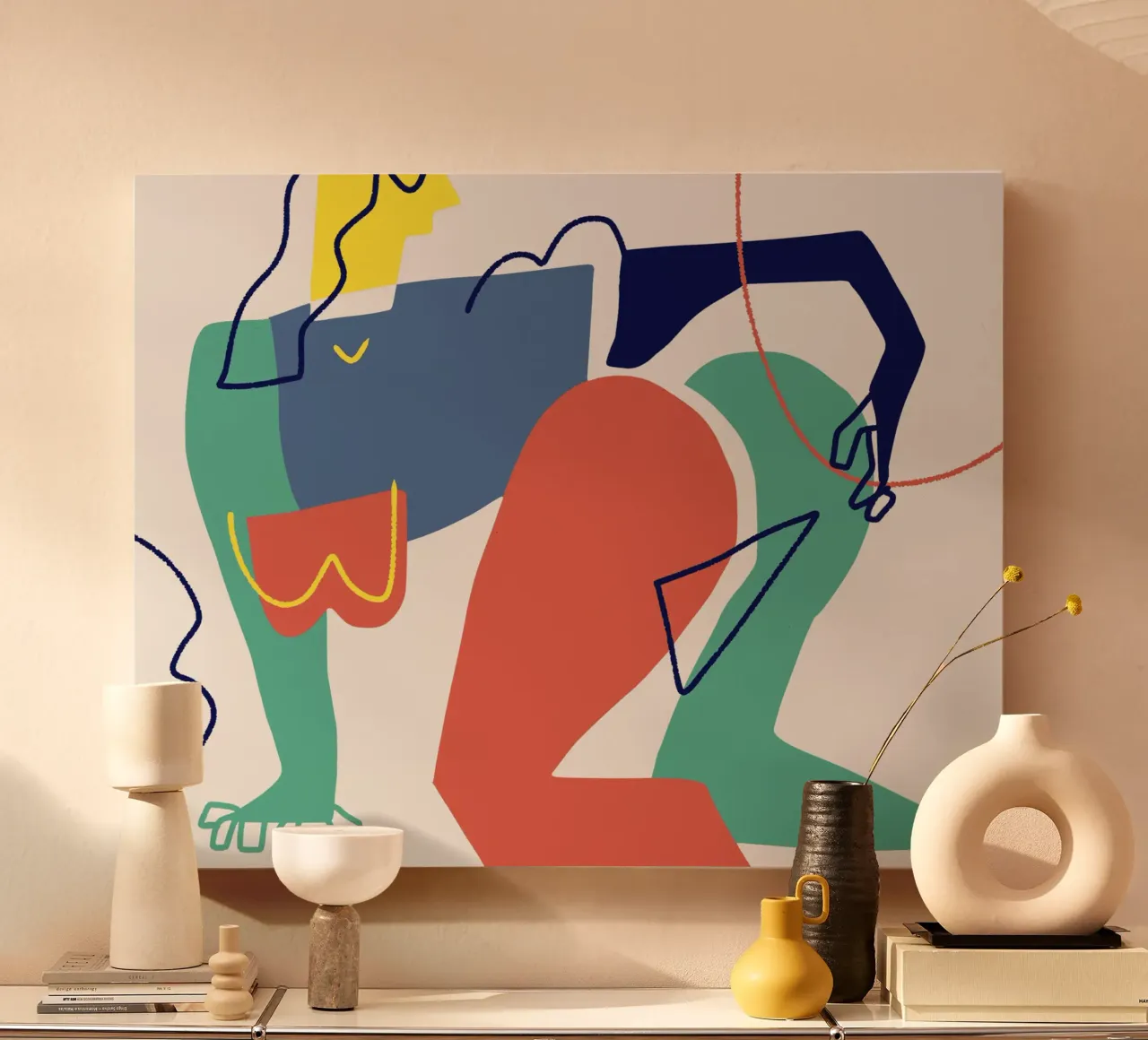 Cut out composition 03 Leinwand mit Schattenfugenrahmen von Little Dean