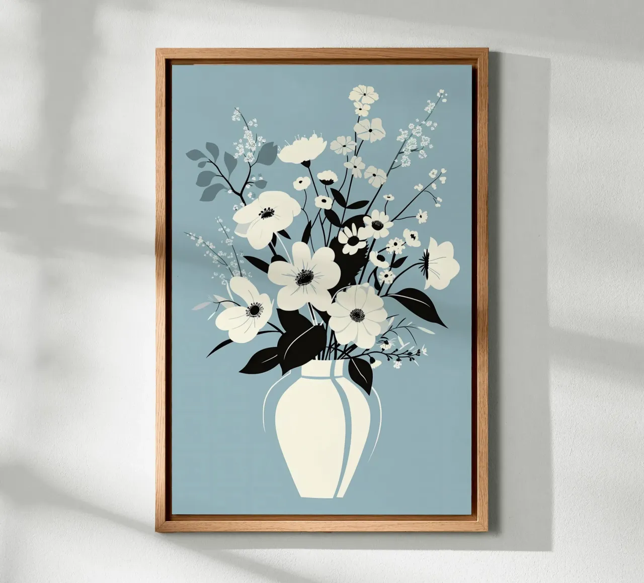 Elegant wit boeket canvas met Baklijst van Jose