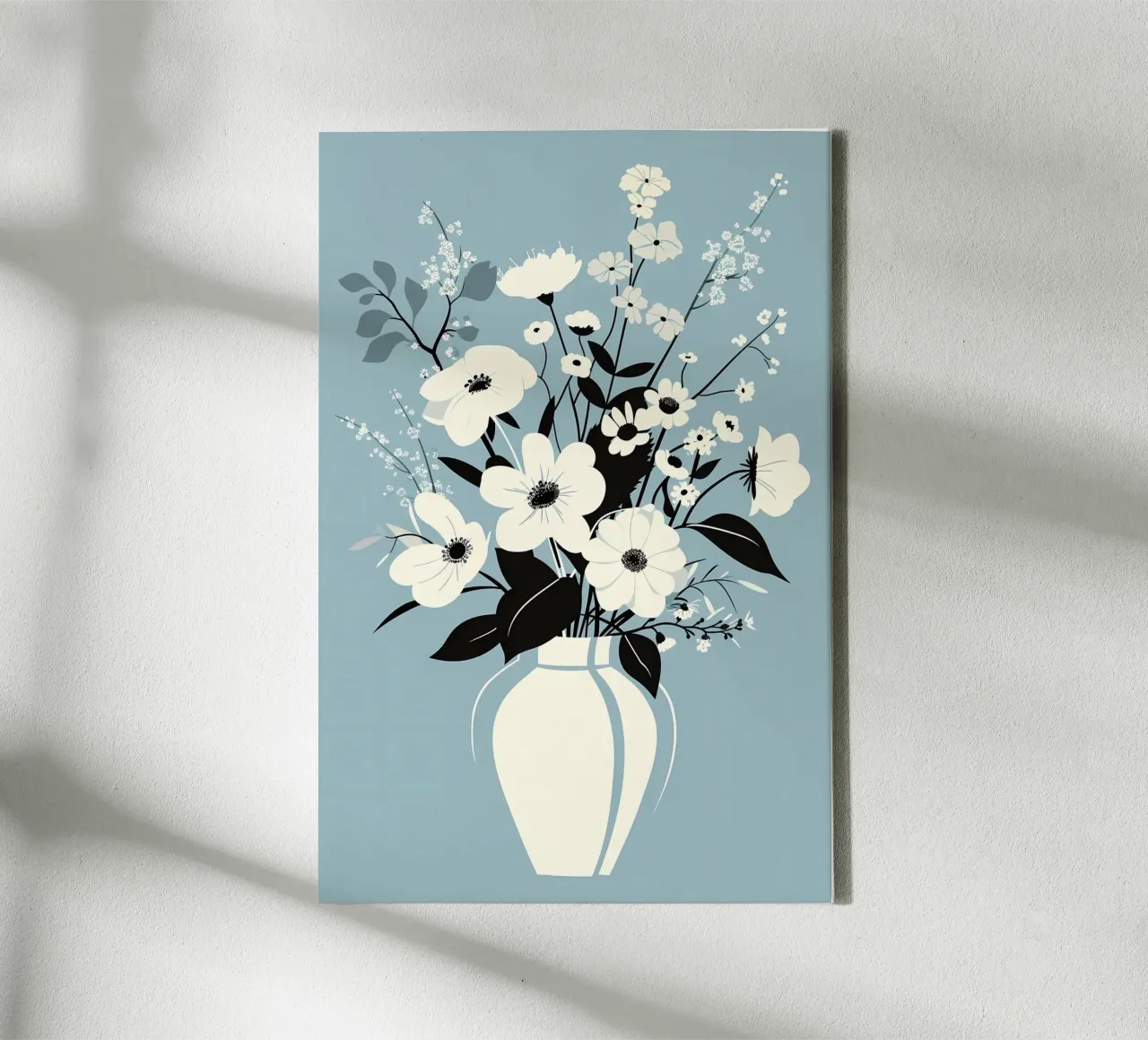 Elegant wit boeket canvas met Baklijst van Jose