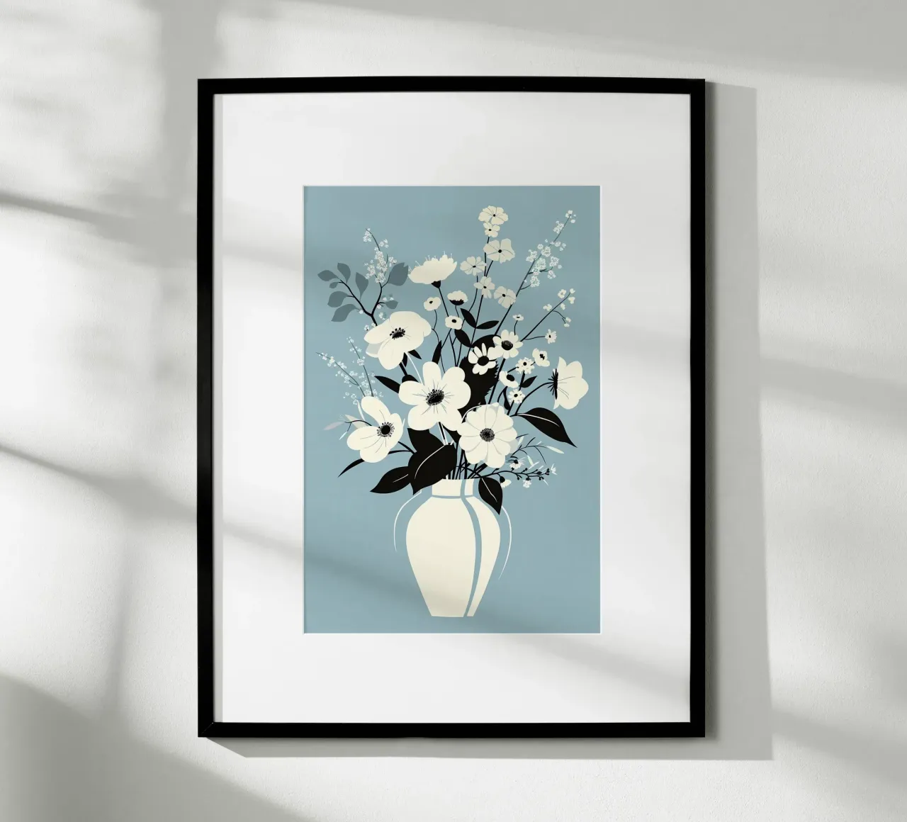 Elegante bouquet bianco poster con telaio in legno da Jose
