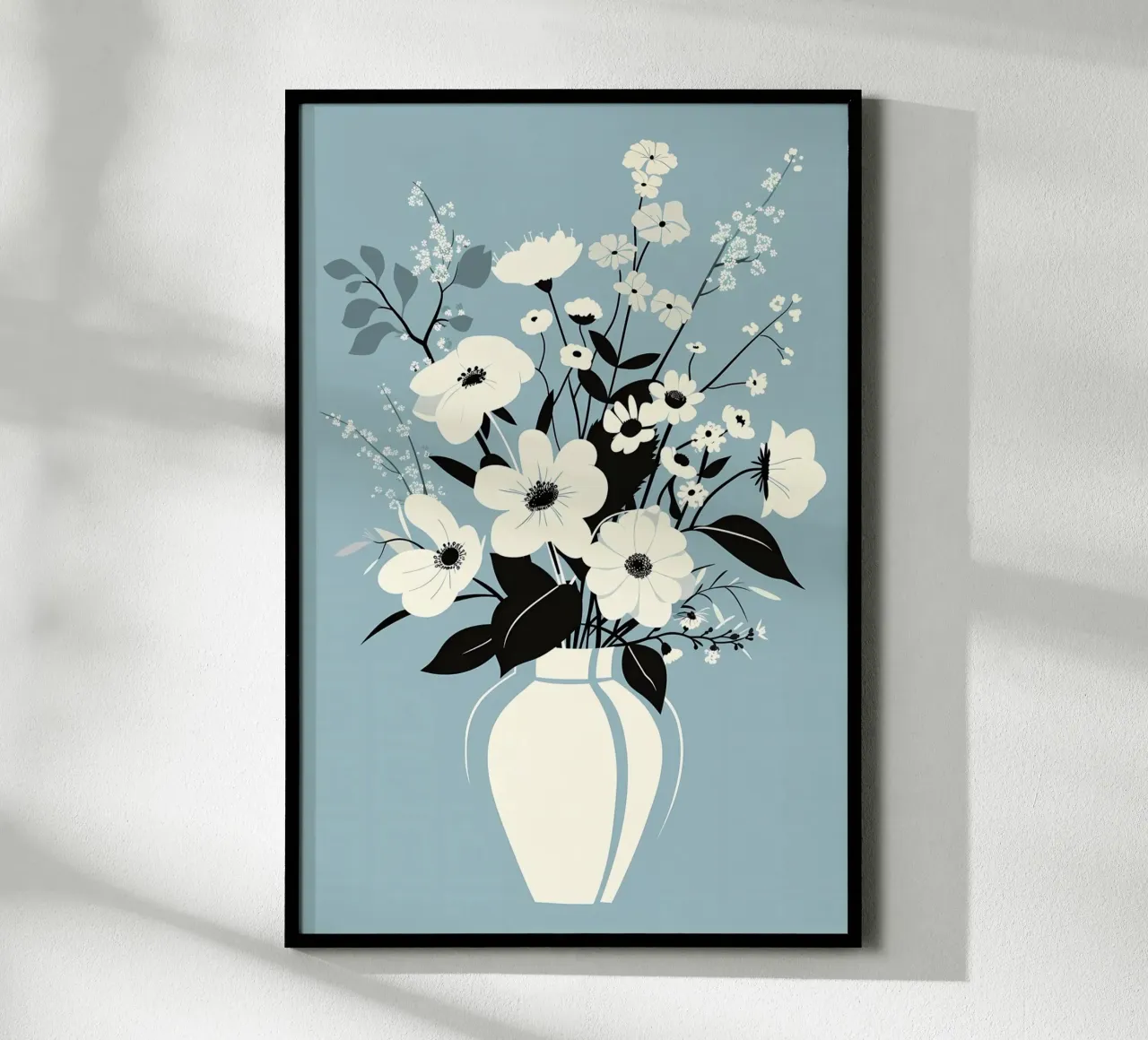 Elegante bouquet bianco poster con telaio in legno da Jose