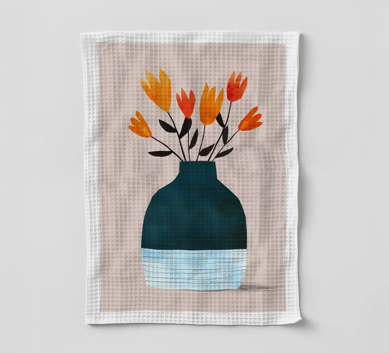 Fleurs d'oranger dans un vase bleu torchon de Jose