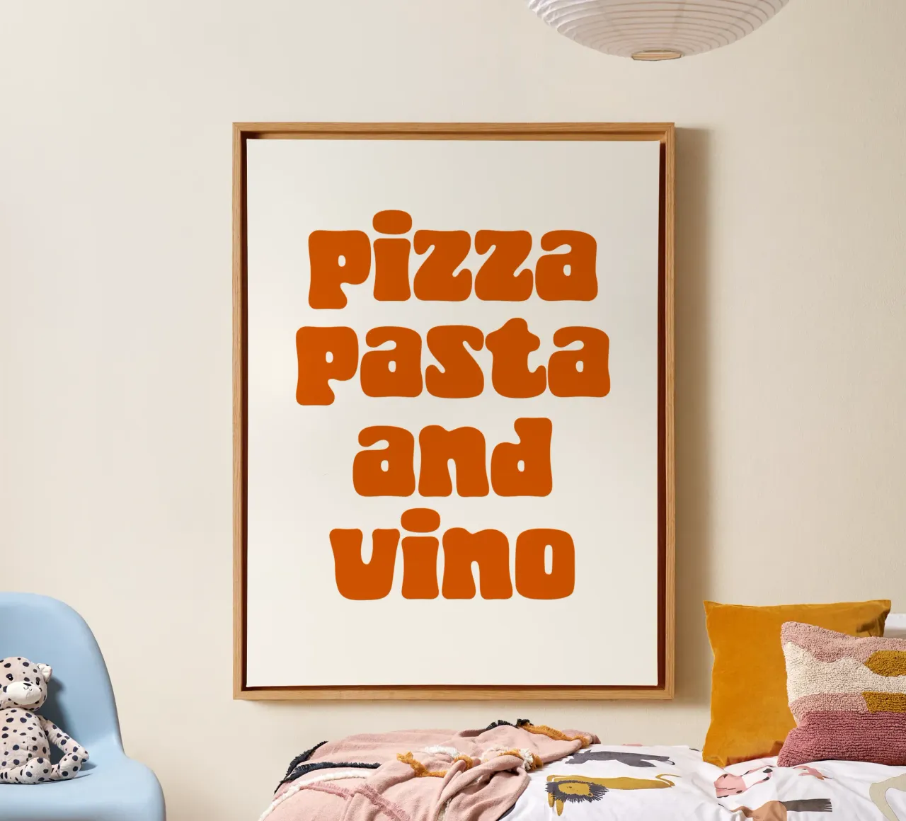 Pizza Pasta And Vino canvas met Baklijst van PinkCandyWalls