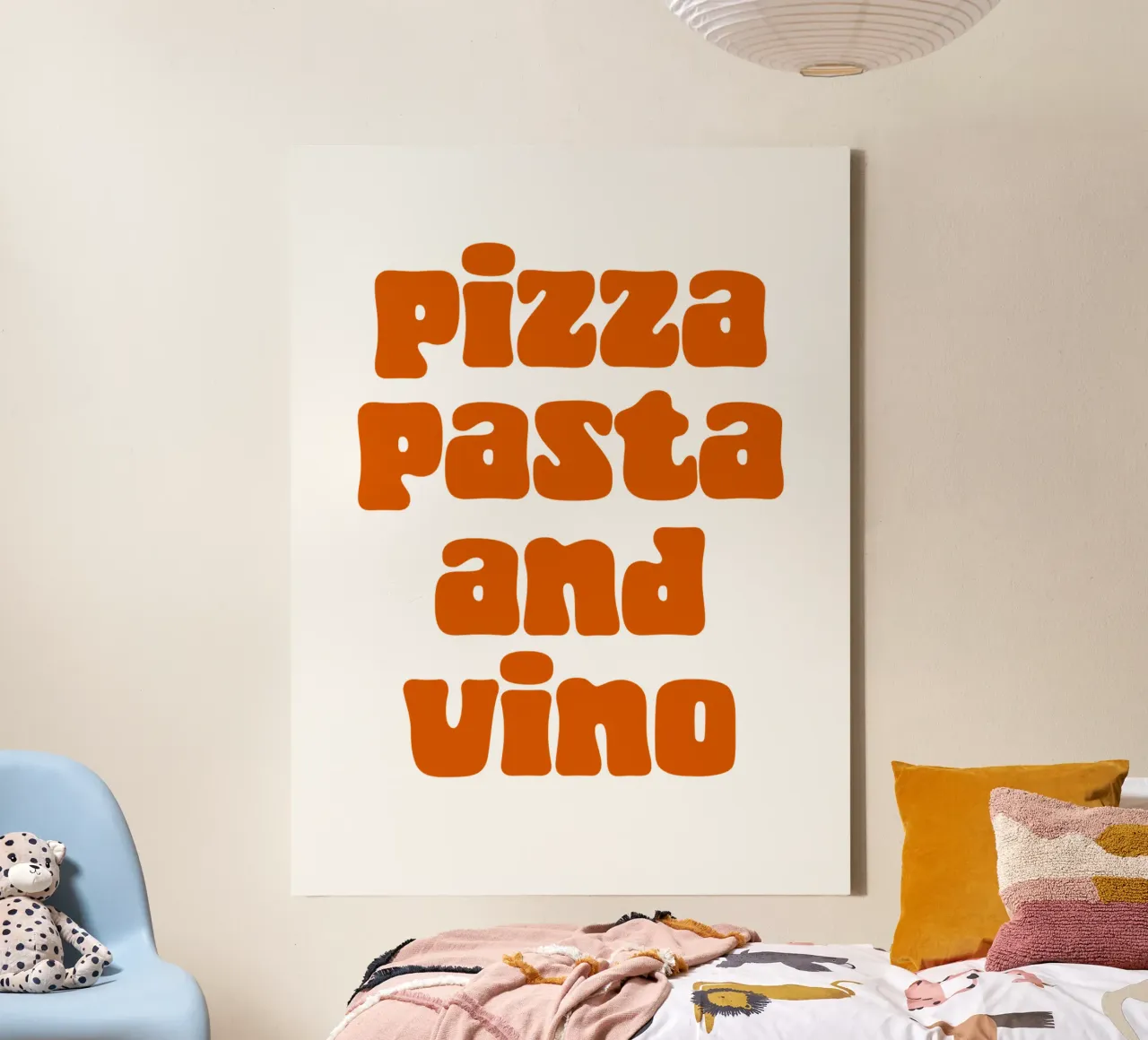 Pizza Pasta And Vino canvas met Baklijst van PinkCandyWalls