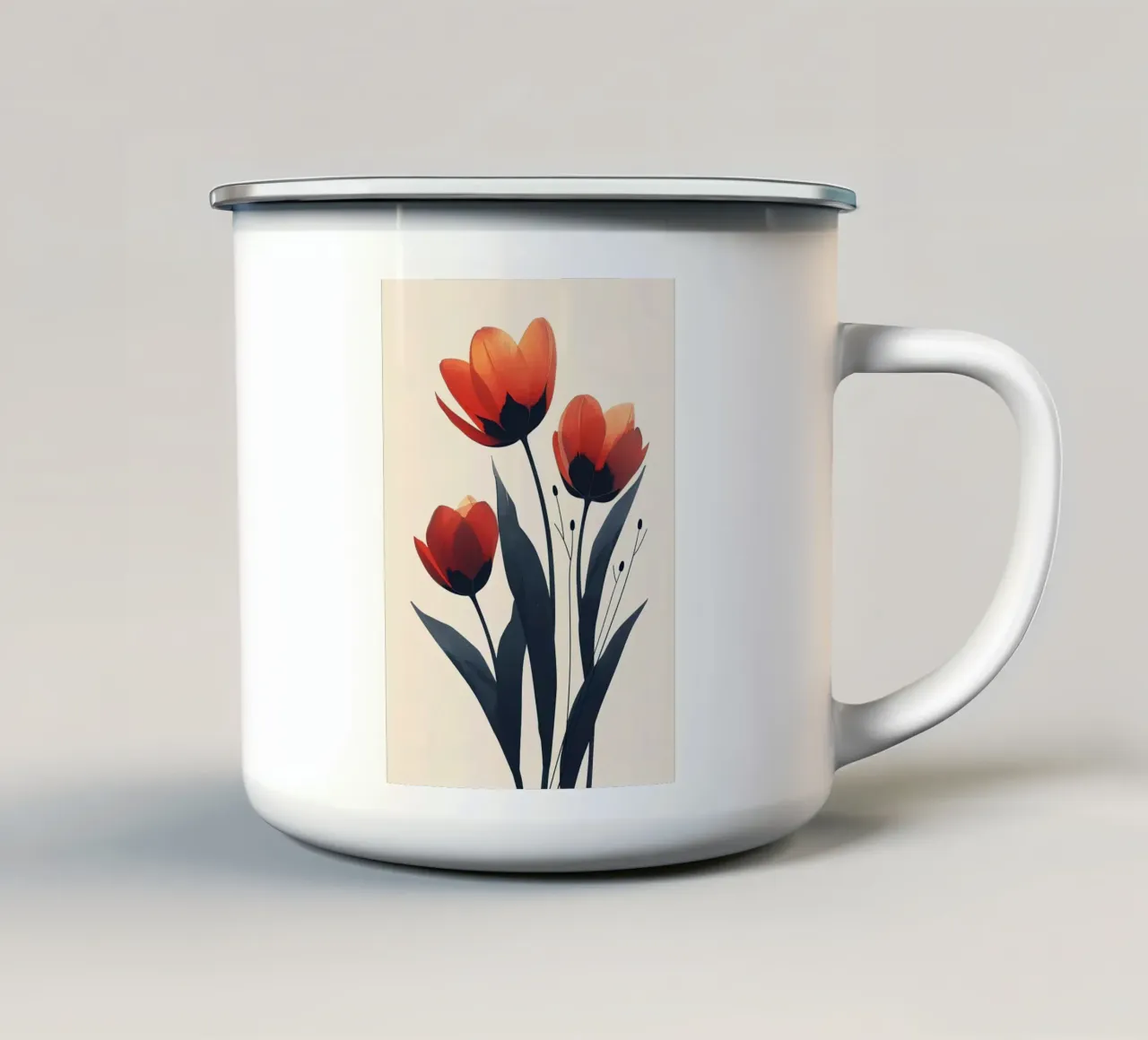 Eleganti fiori rossi tazza in smalto da Jose
