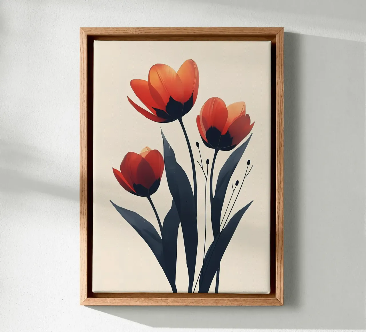 Elegant Red Blooms canvas with Floater frame by Jose