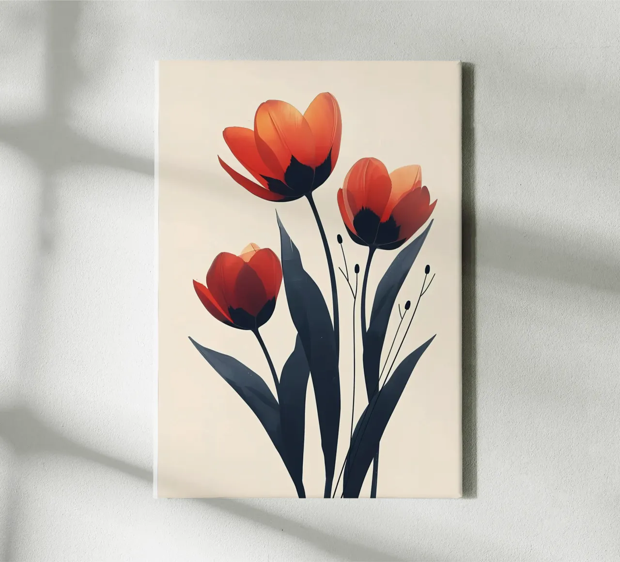 Elegant Red Blooms canvas with Floater frame by Jose