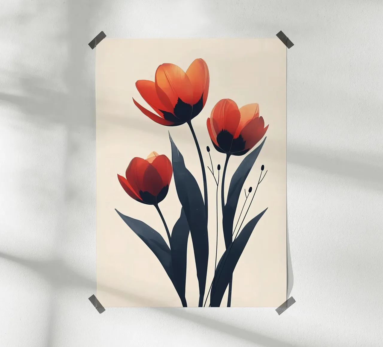 Eleganti fiori rossi poster da Jose