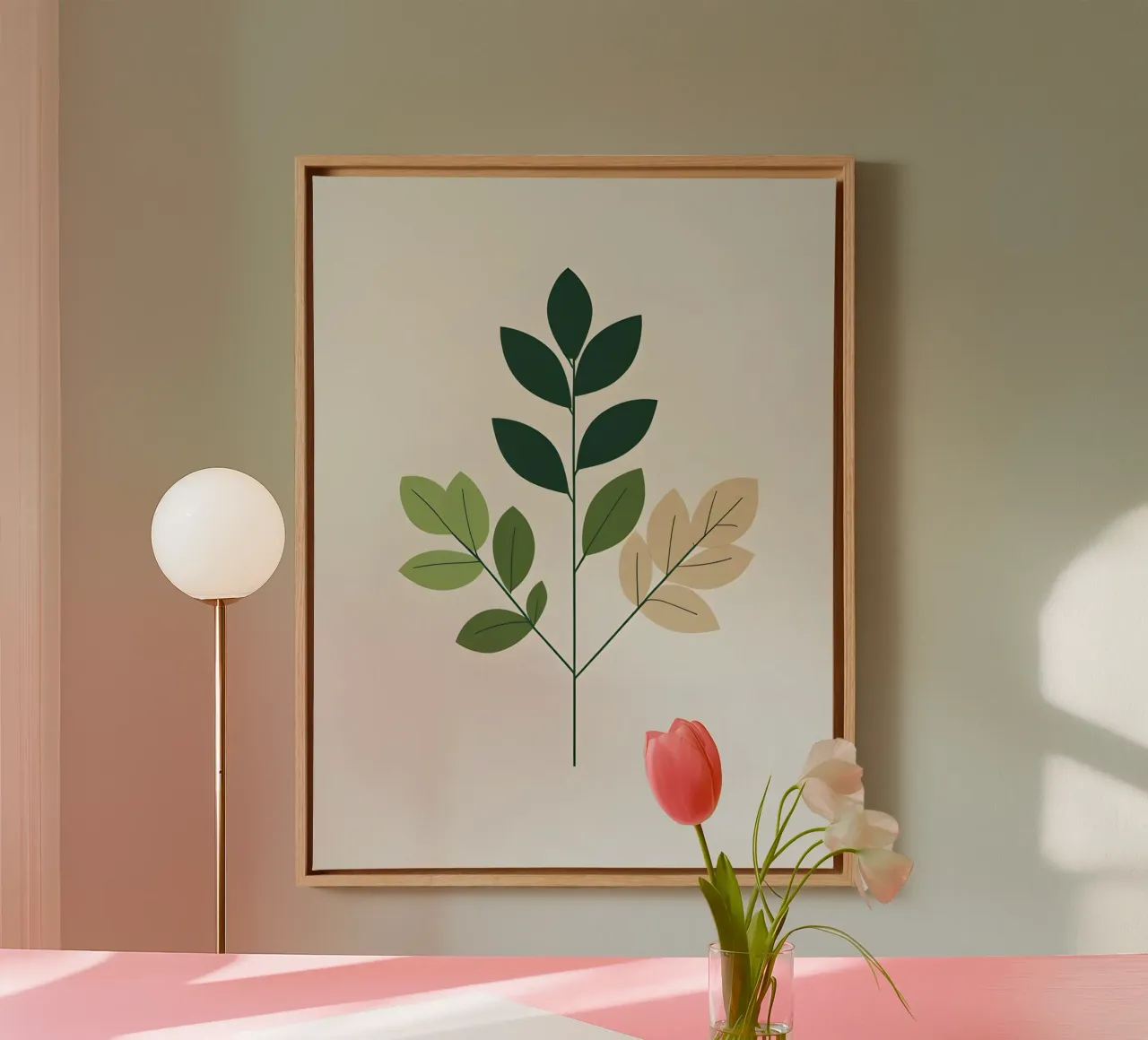 Branch Outline canvas with Floater frame by The Green Room